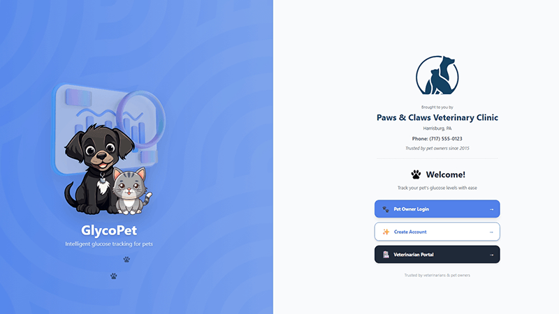 VetCare Branded Landing Page Screenshot